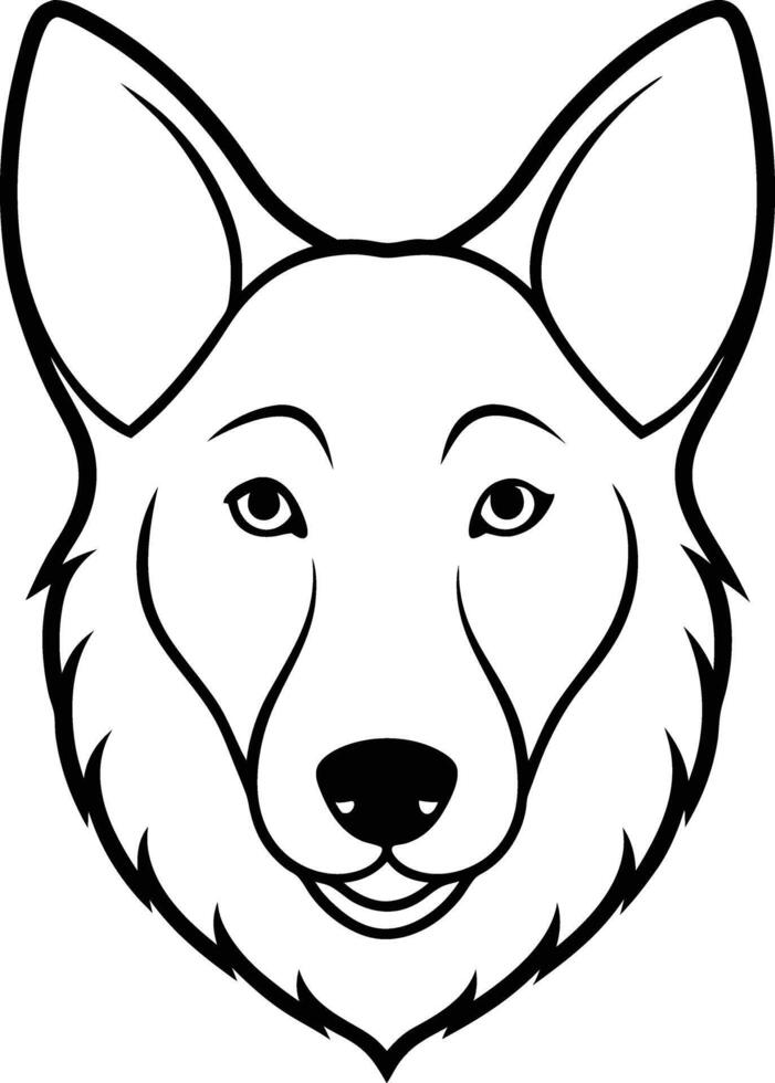 Simple Dog Head Line Drawing vector