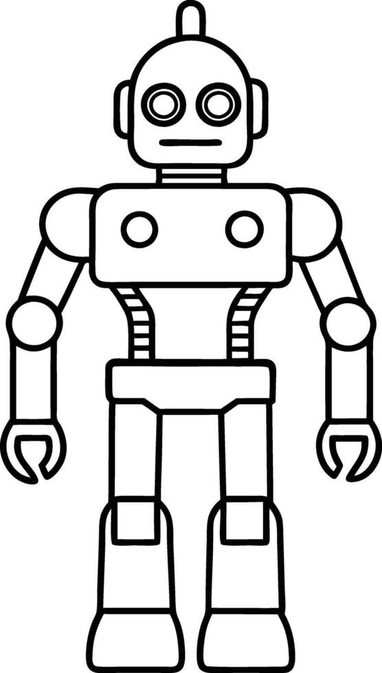 Sci-Fi Robot Line Art vector