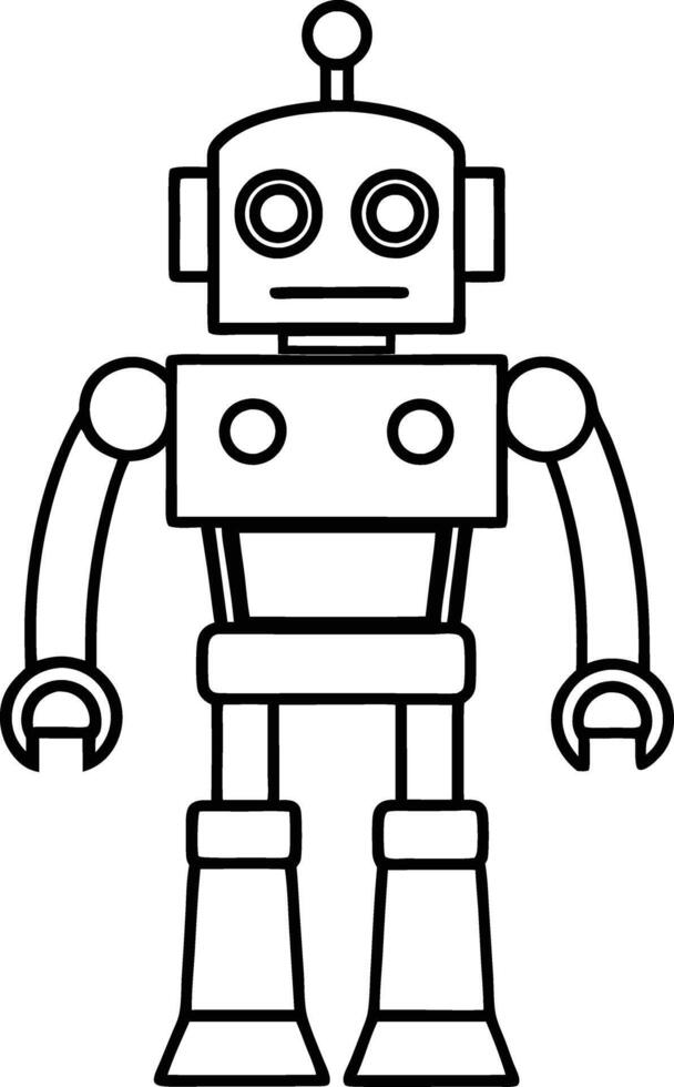 Battle-Ready Robot Linework vector