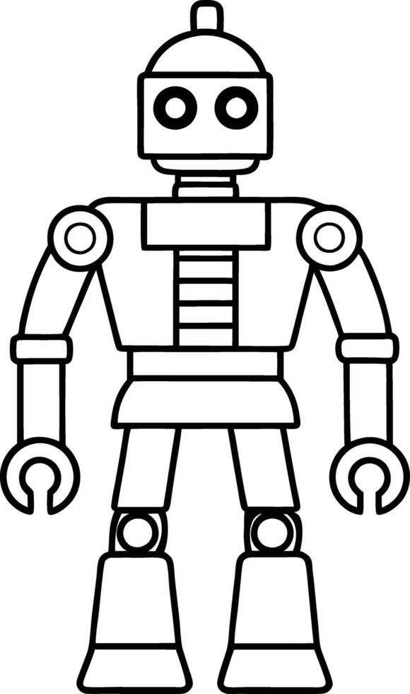 Futuristic Tech Robot Line Drawing vector