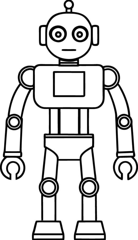 Powerful Robot Black and White Design vector
