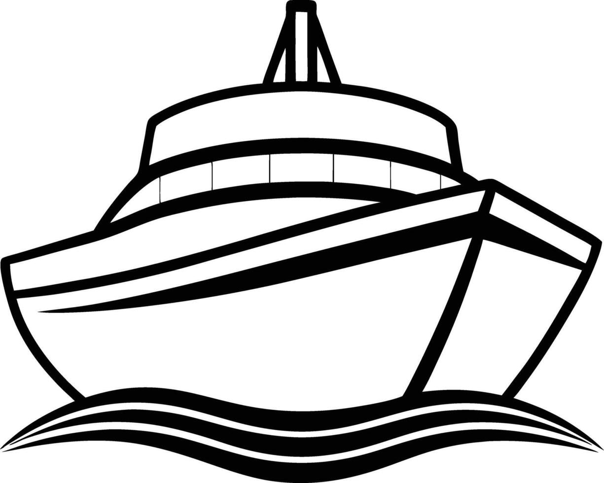 Clean Line Ship Logo Design vector