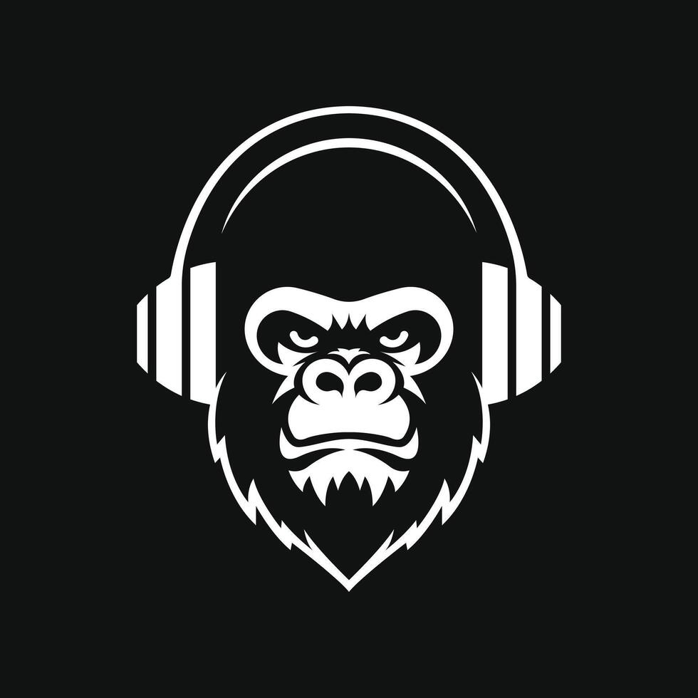 Gorilla with Headphones vector