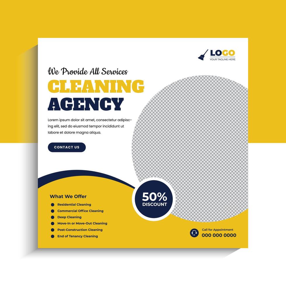 Modern Cleaning Service Social Media Post Template vector