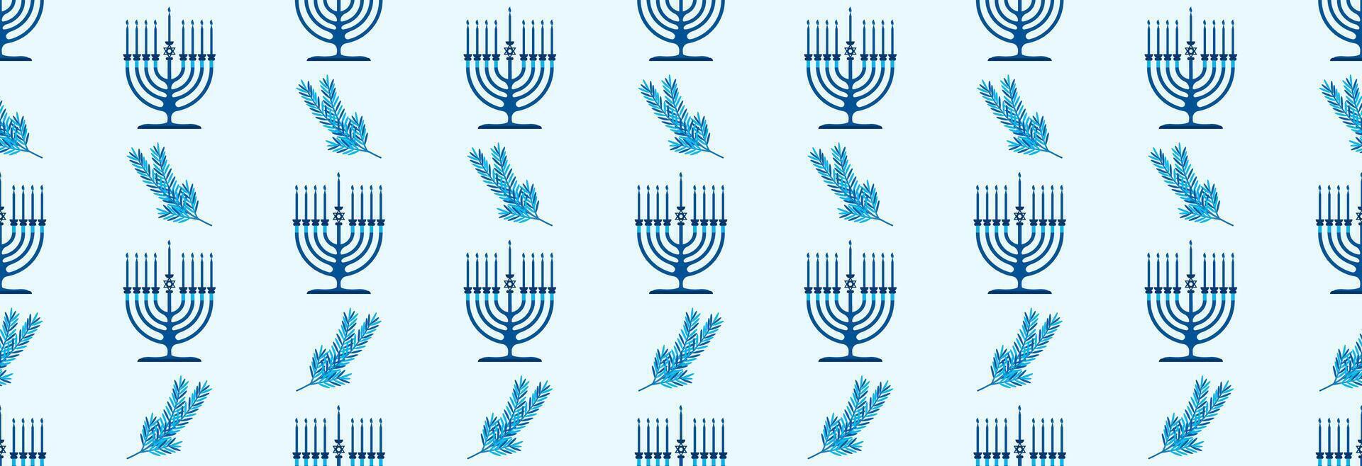 Happy Hanukkah, candle holder and bright star of david. Jewish holiday. vector