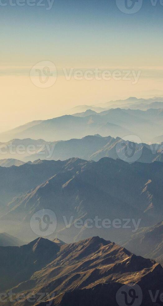 A view of the mountains from an airplane photo