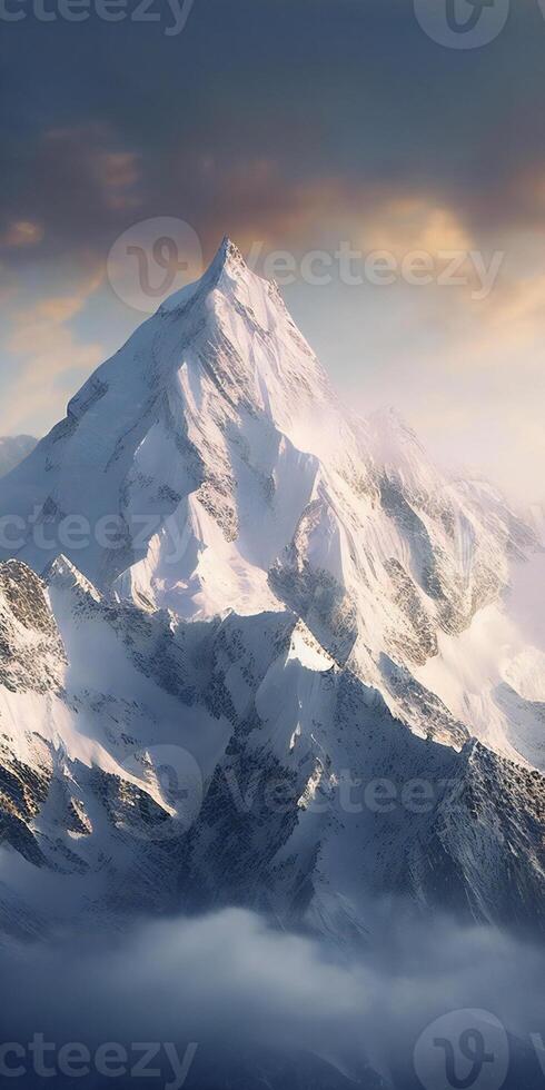 A mountain is shown in the distance with clouds photo