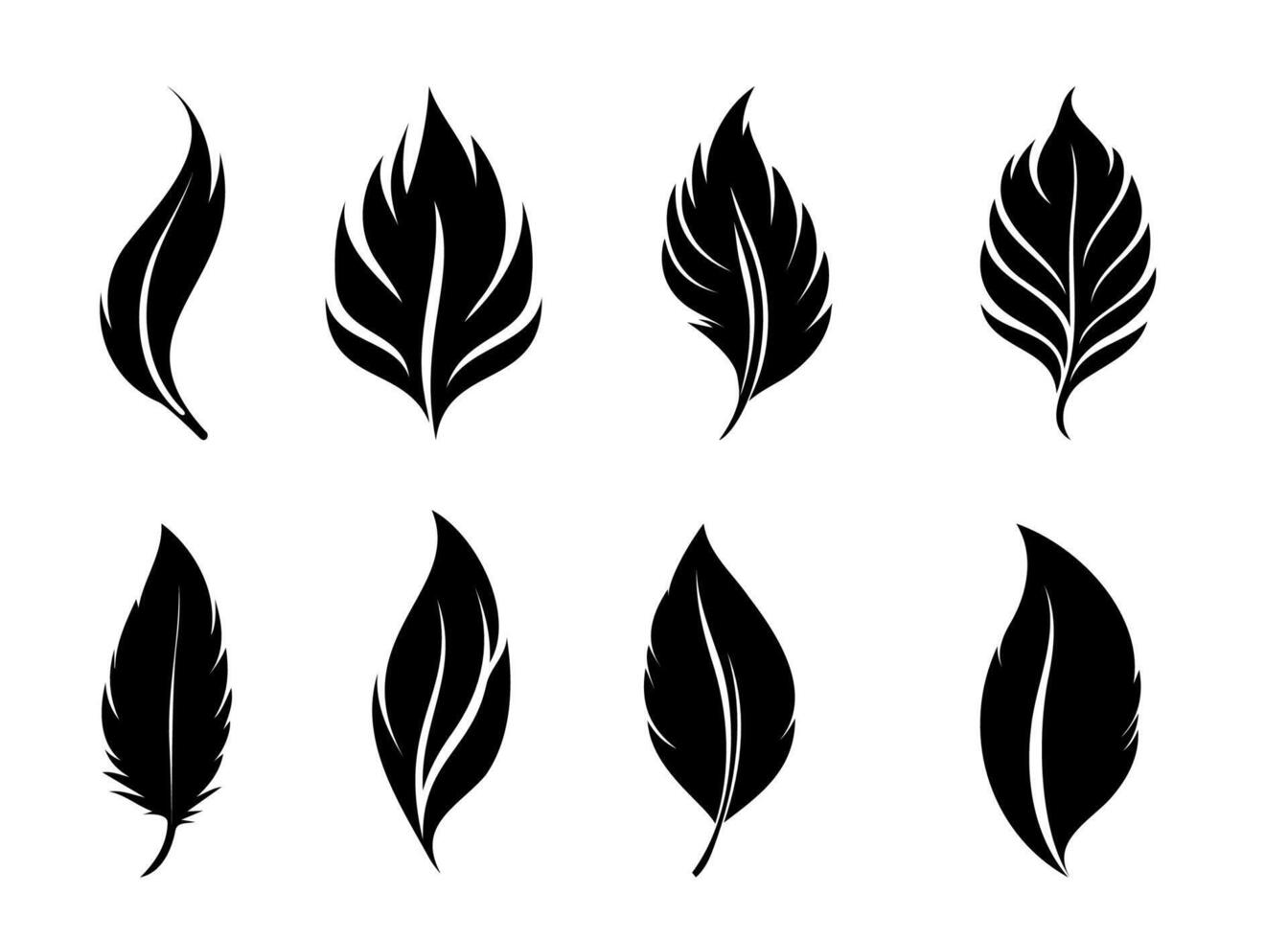 Silhouette of a feather against a plain backdrop. vector