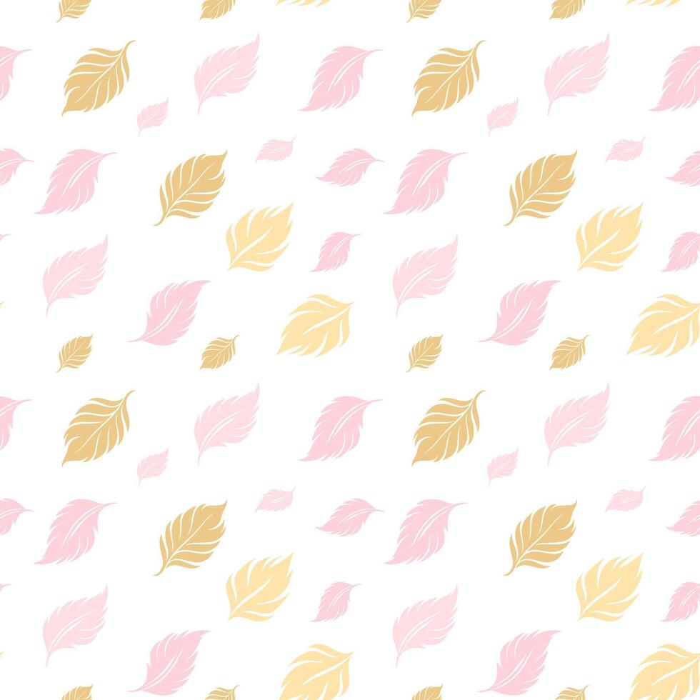 A soft and delicate pattern of pastel leaves on a white background that adds a gentle touch to any surface or design project vector
