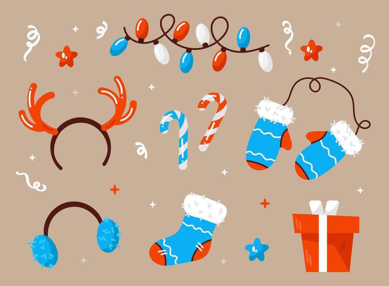 Set of christmas elements vector
