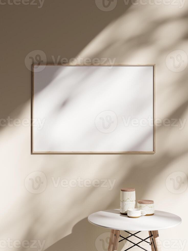 Empty framed canvas for mockups and art illustrations photo