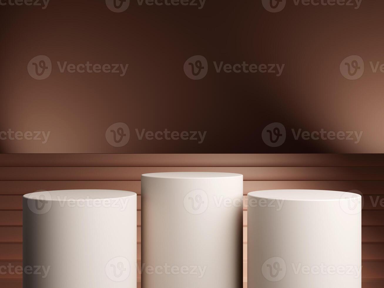 Luxury podium presentation on 3d product display background with abstract brown elegant pedestal showcase or empty stand and premium stage studio cosmetic template. photo