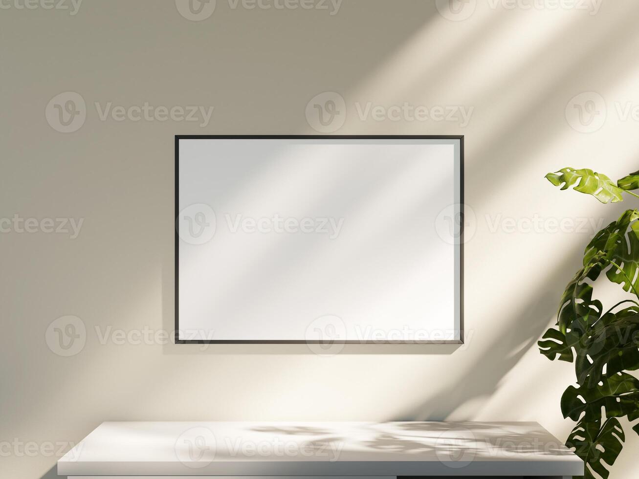 Empty framed canvas for mockups and art illustrations photo