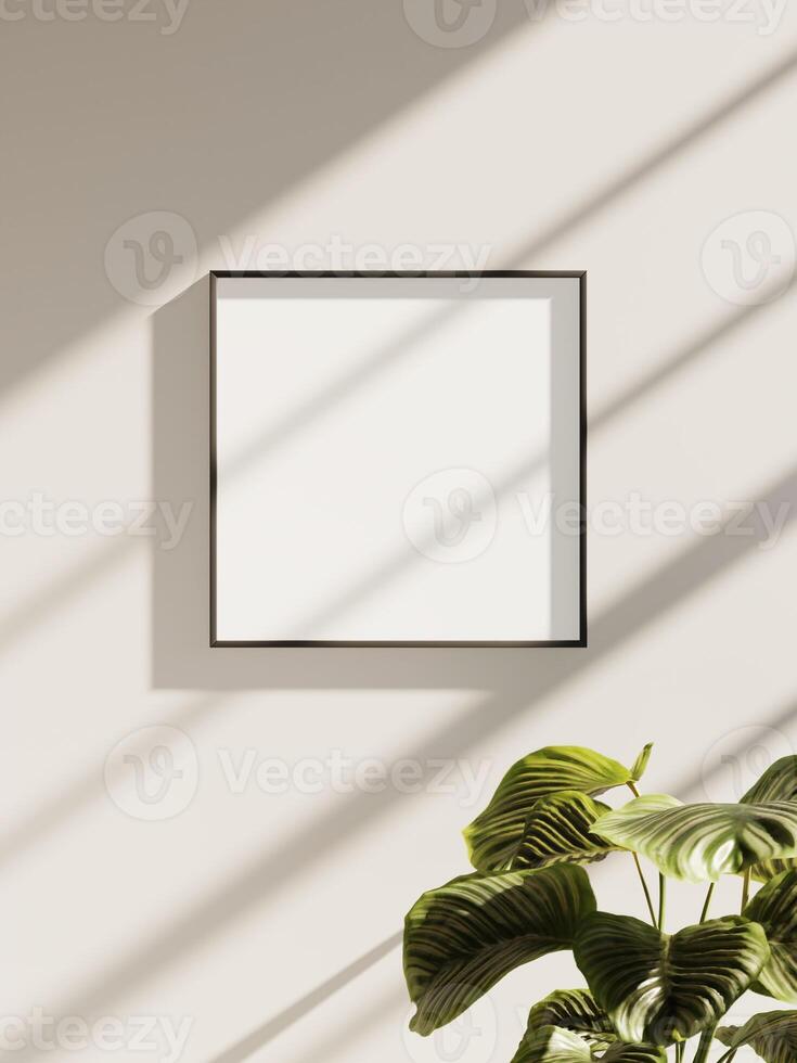 Empty framed canvas for mockups and art illustrations photo