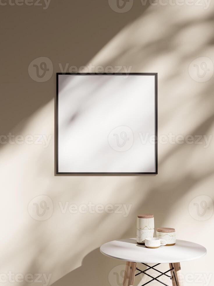 Empty framed canvas for mockups and art illustrations photo