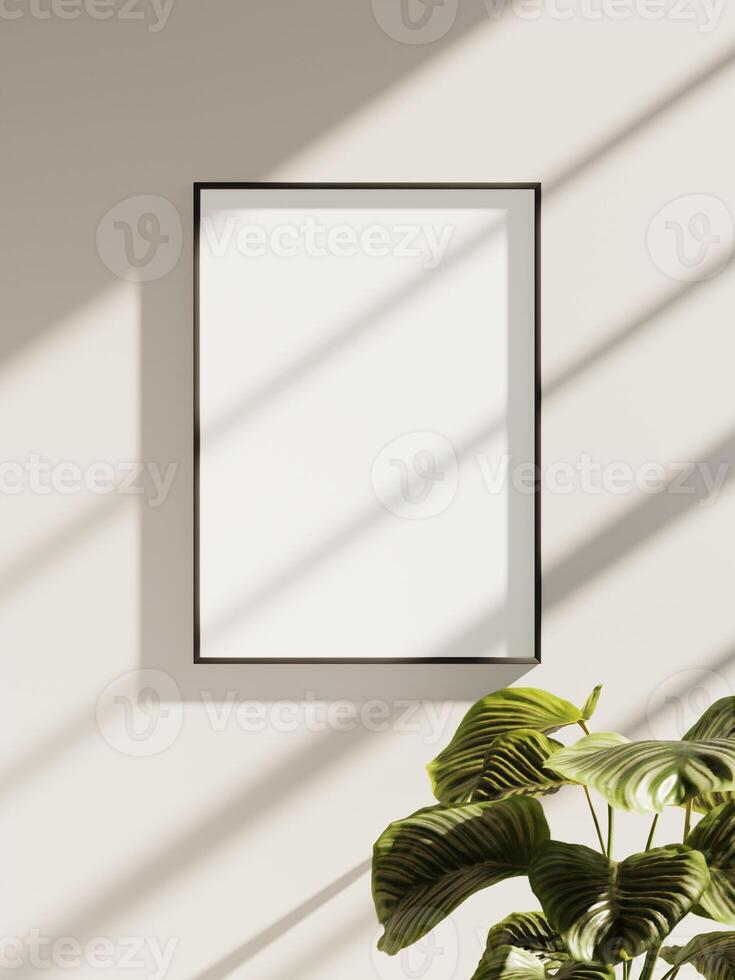 Empty framed canvas for mockups and art illustrations photo