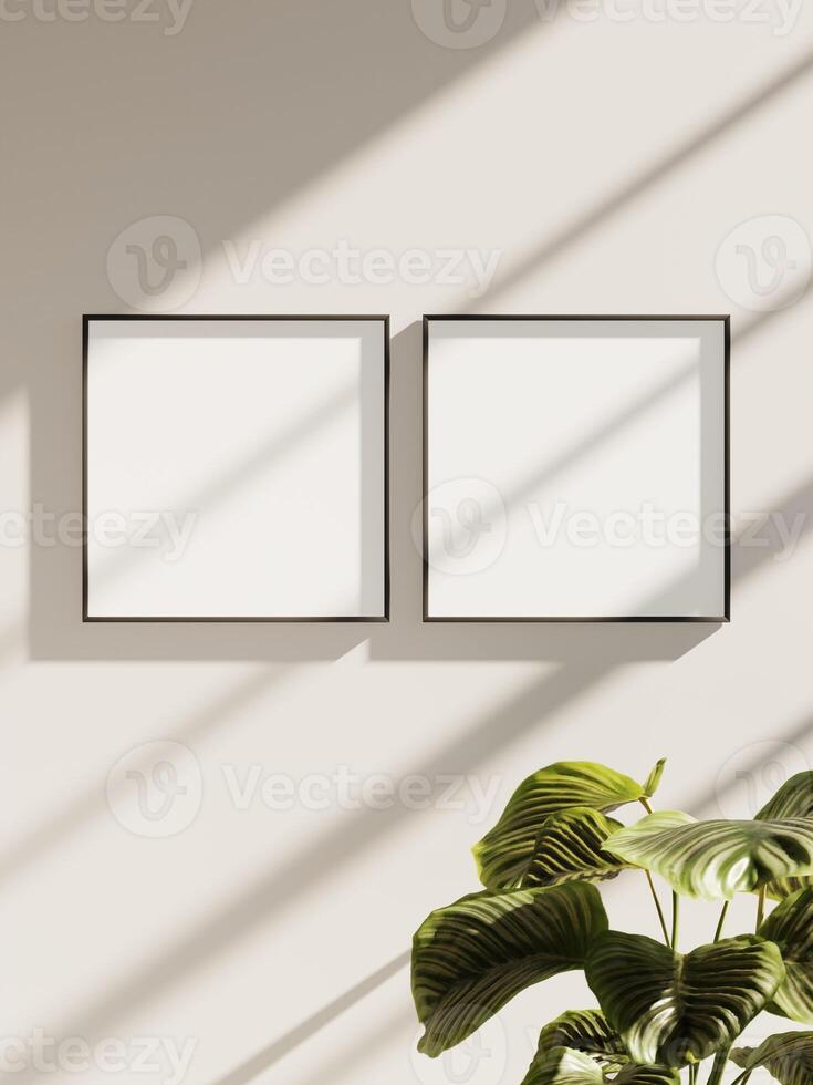 Empty framed canvas for mockups and art illustrations photo