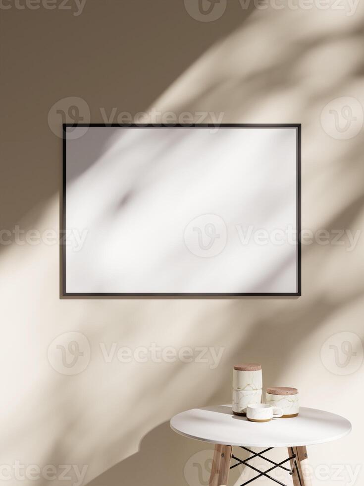 Empty framed canvas for mockups and art illustrations photo