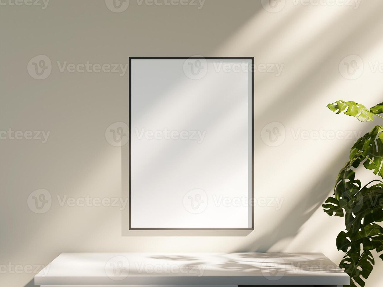 Empty framed canvas for mockups and art illustrations photo