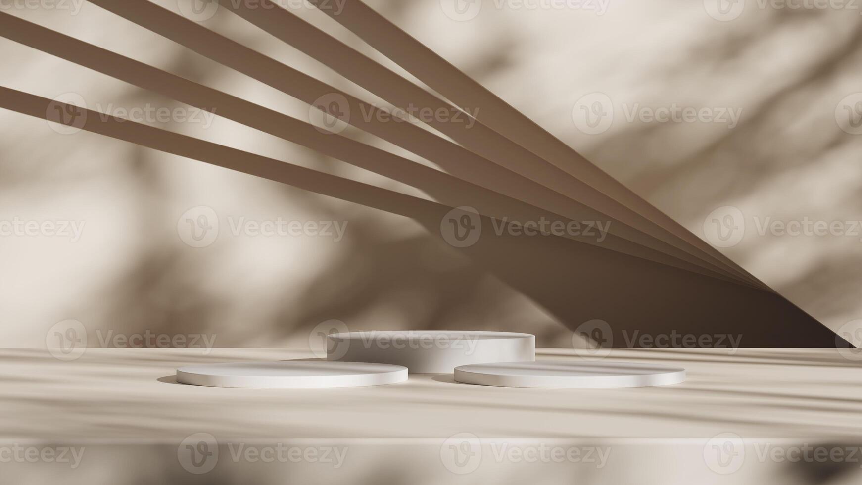 3d display product beige minimal scene with geometric podium platform. cylinder background 3d rendering with podium. stand for cosmetic products. Stage showcase on pedestal 3d beige studio photo