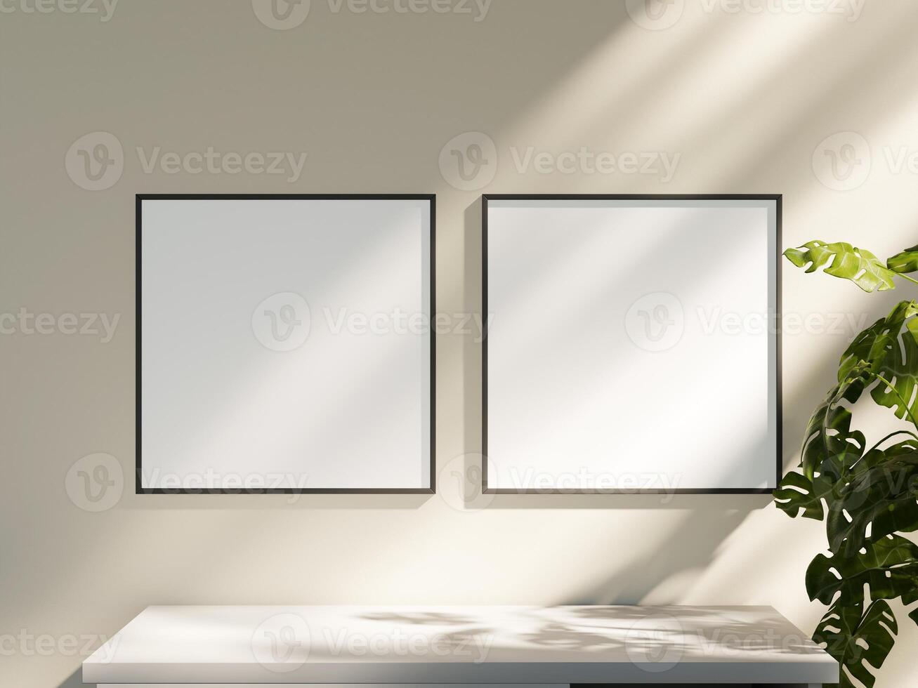 Empty framed canvas for mockups and art illustrations photo