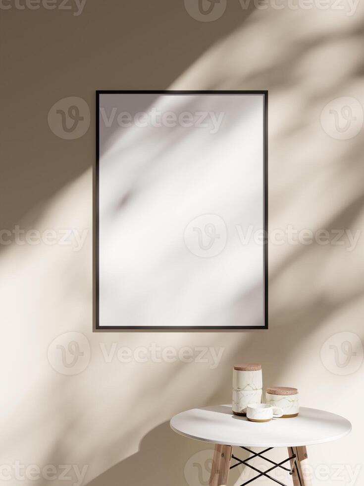 Empty framed canvas for mockups and art illustrations photo