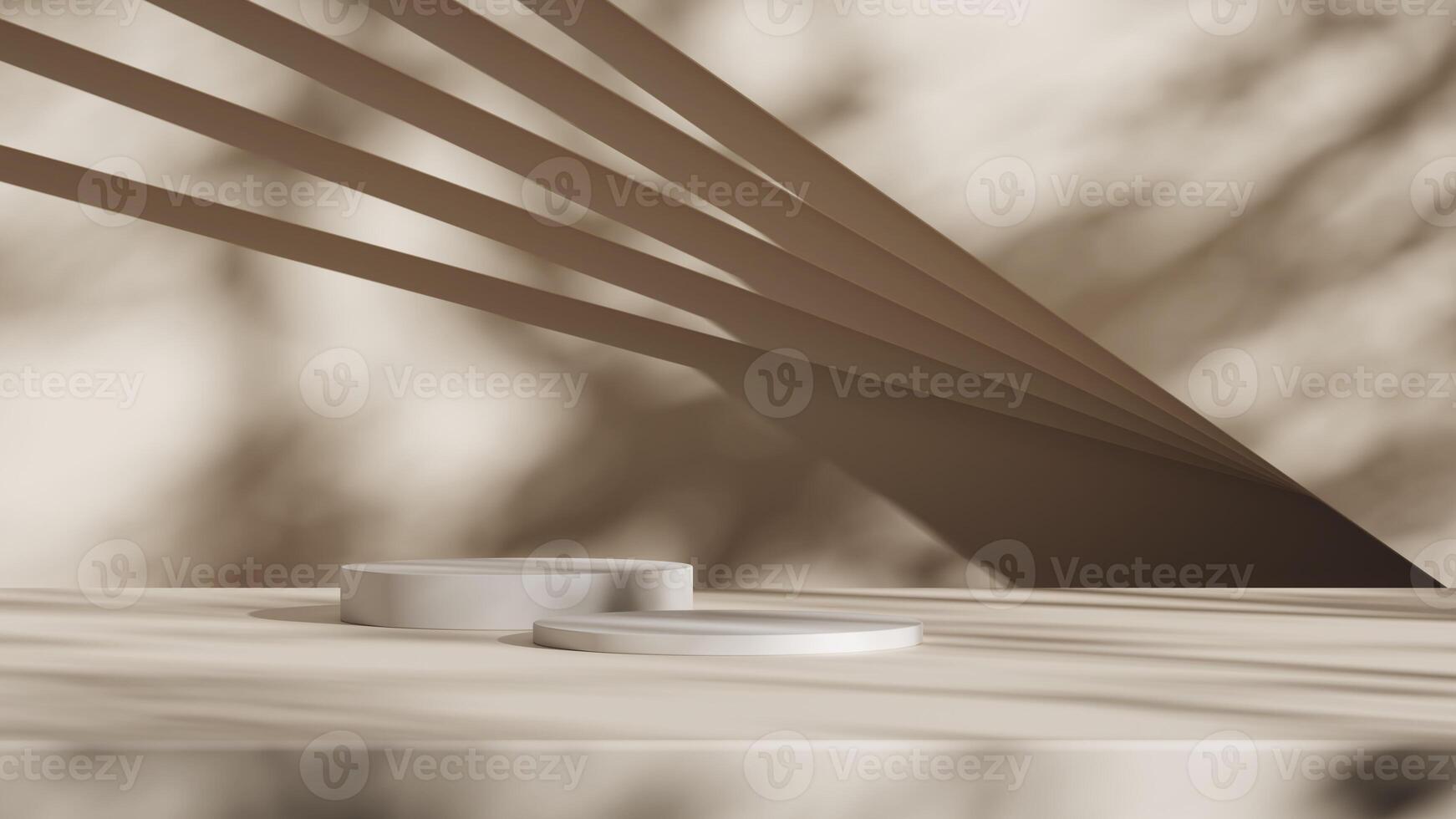 3d display product beige minimal scene with geometric podium platform. cylinder background 3d rendering with podium. stand for cosmetic products. Stage showcase on pedestal 3d beige studio photo