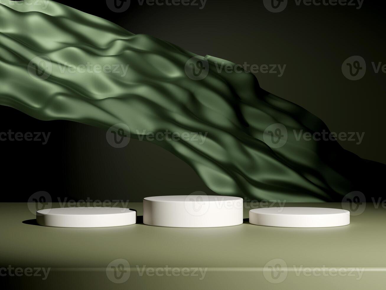 Set of cylinder pedestal podium display, Empty room background. Abstract modern rendering 3d shape for products display presentation. Pastel minimal wall scene, Studio room photo