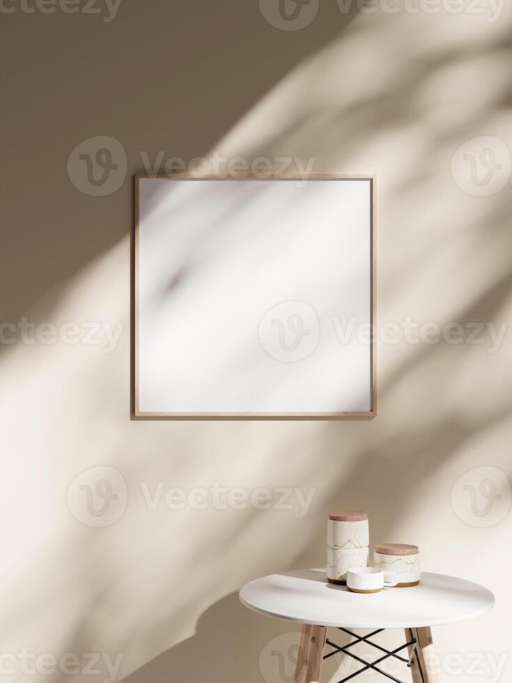 Empty framed canvas for mockups and art illustrations photo