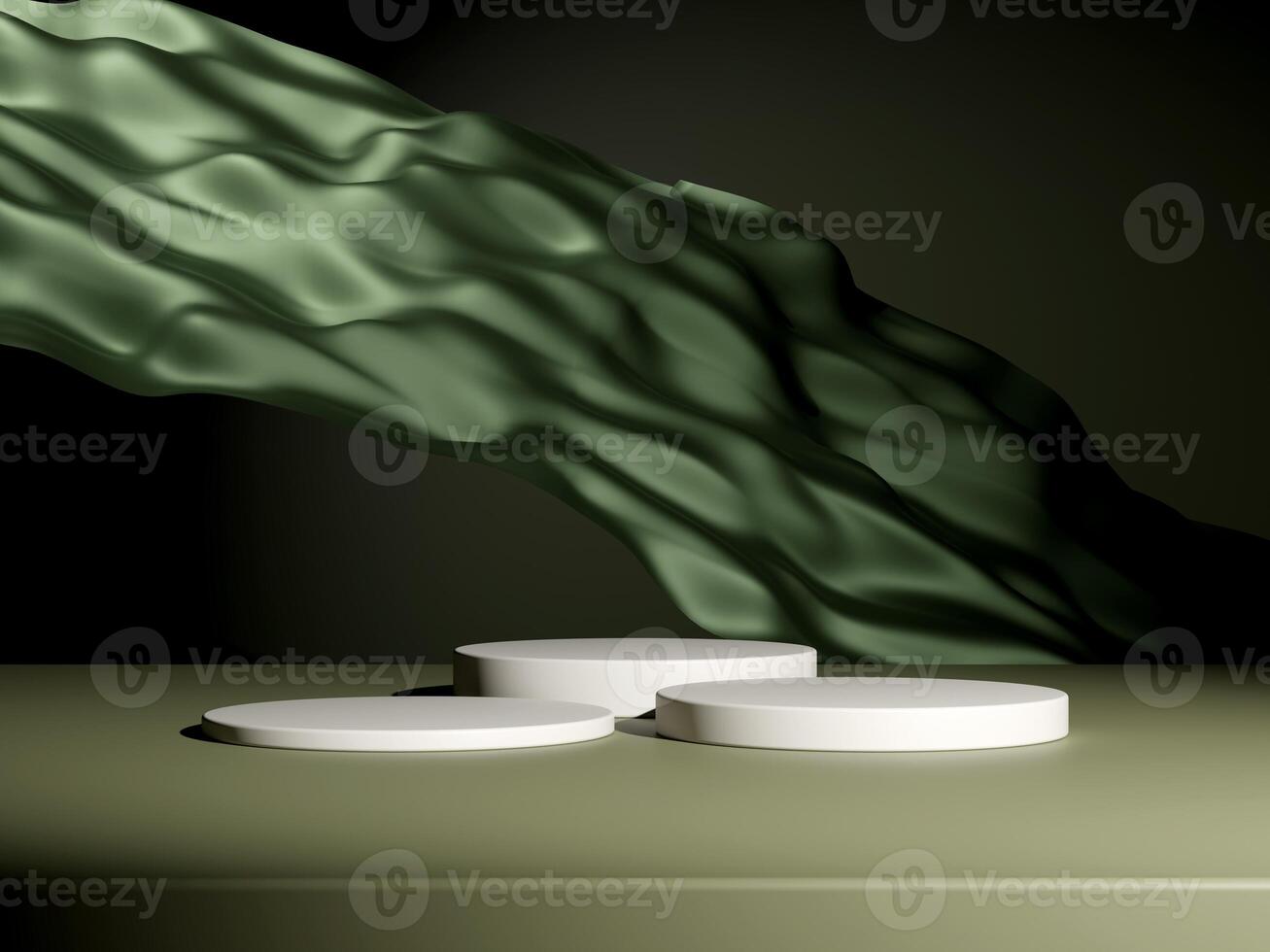 Set of cylinder pedestal podium display, Empty room background. Abstract modern rendering 3d shape for products display presentation. Pastel minimal wall scene, Studio room photo