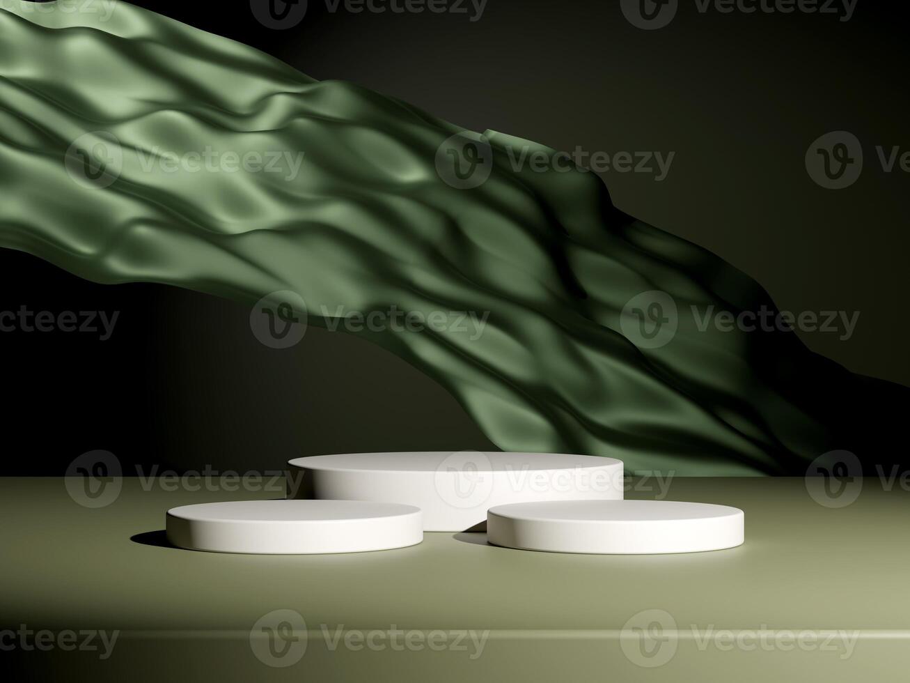 Set of cylinder pedestal podium display, Empty room background. Abstract modern rendering 3d shape for products display presentation. Pastel minimal wall scene, Studio room photo