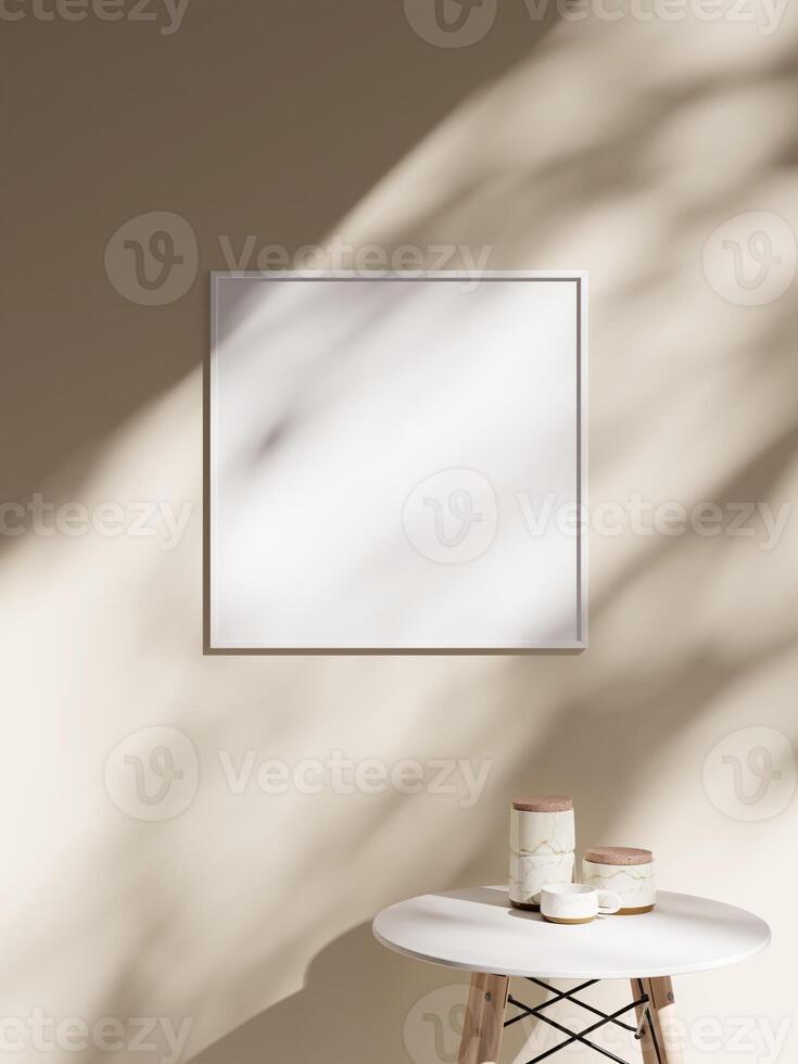 Empty framed canvas for mockups and art illustrations photo