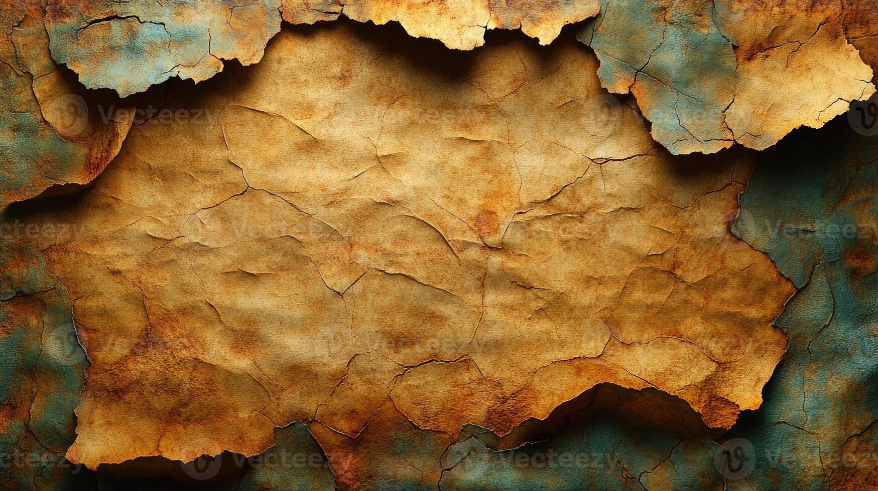 A rusty metal wall with peeling paint photo