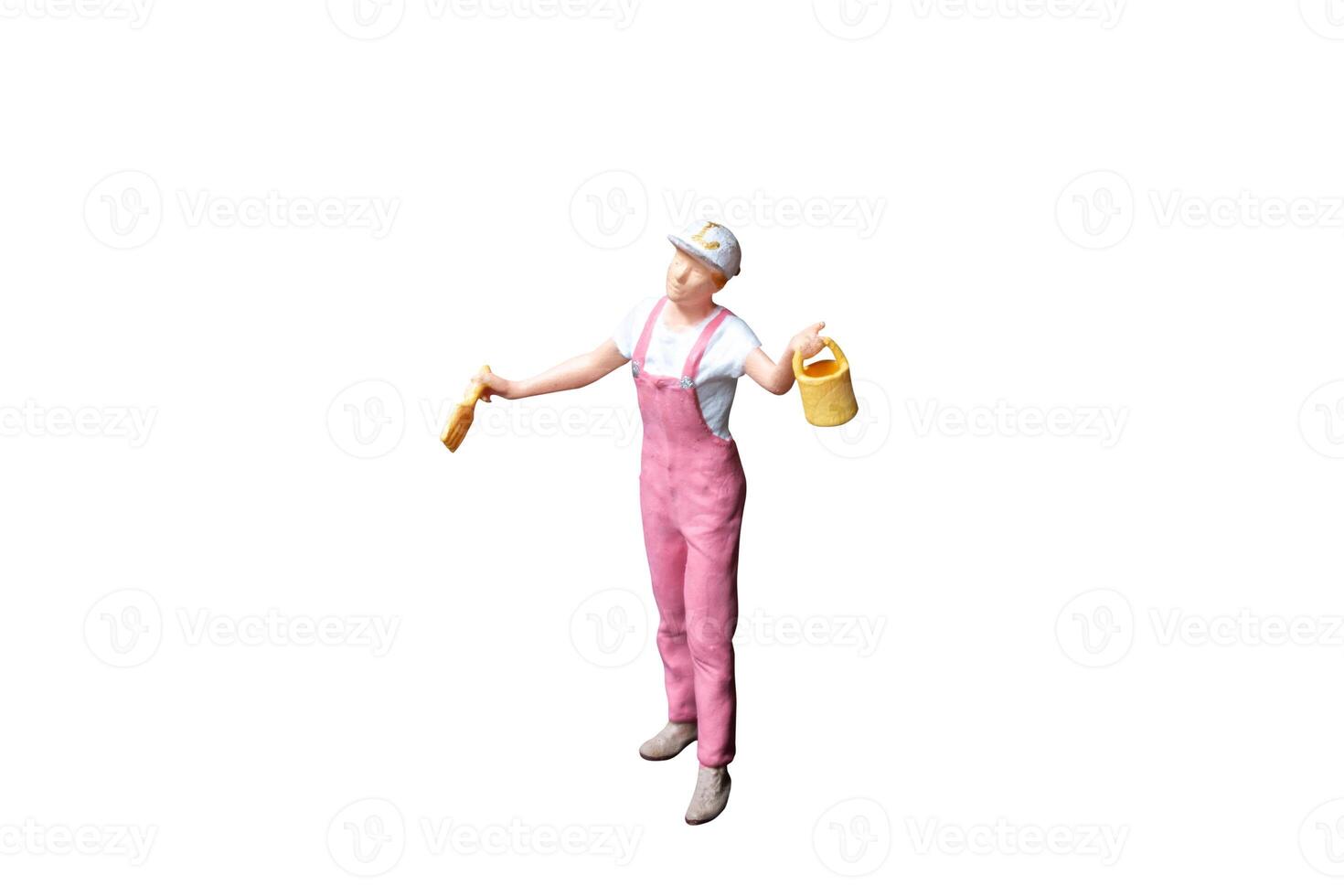 Miniature people painter isolate on white background with clipping path photo