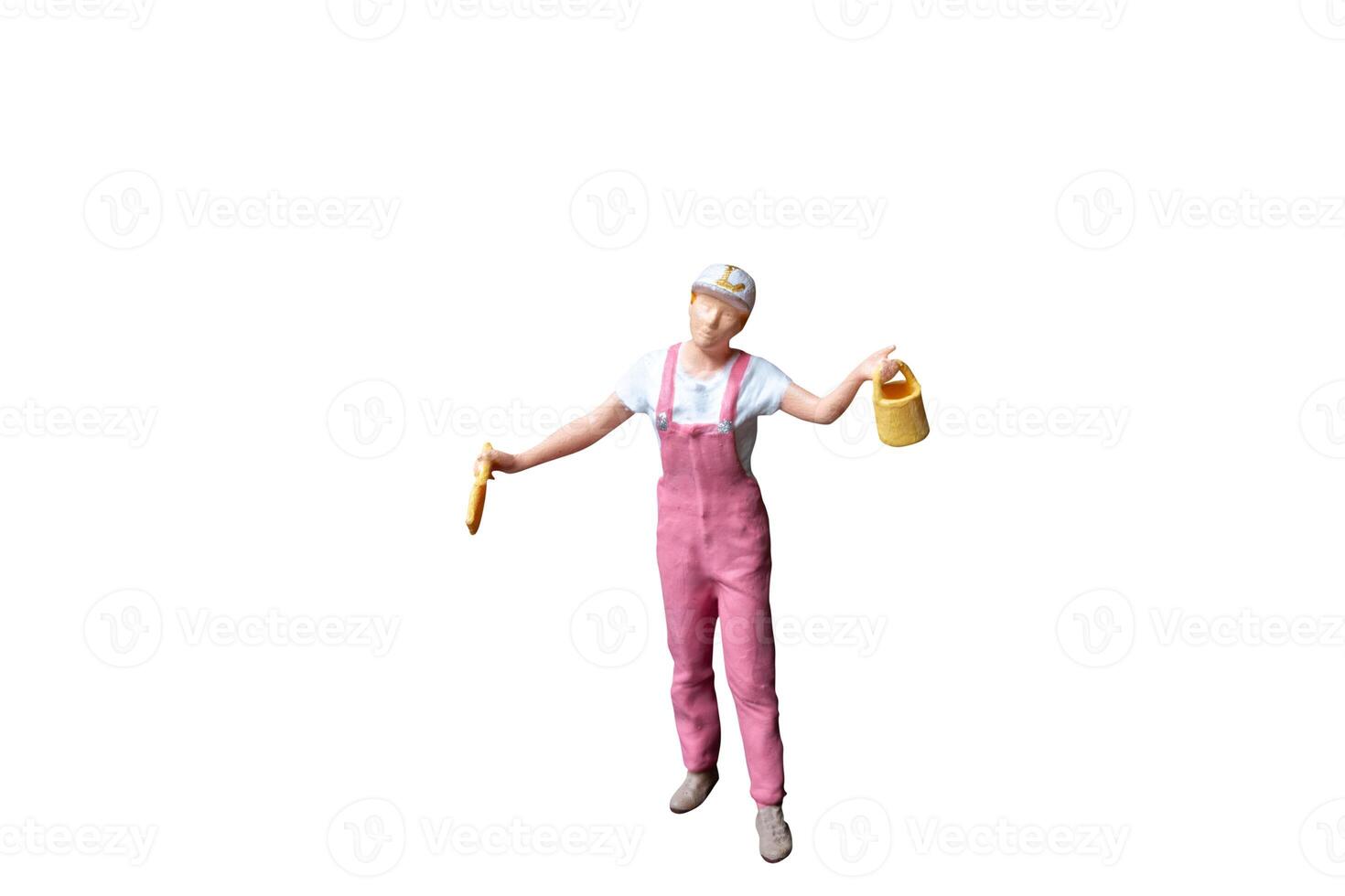 Miniature people painter isolate on white background with clipping path photo