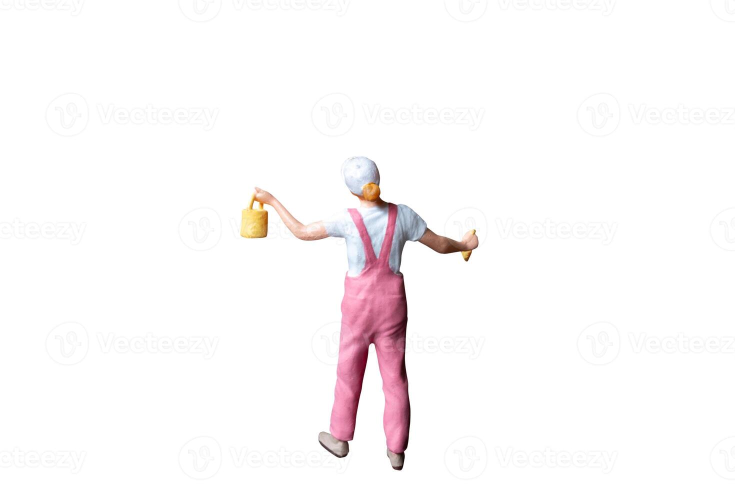 Miniature people painter isolate on white background with clipping path photo