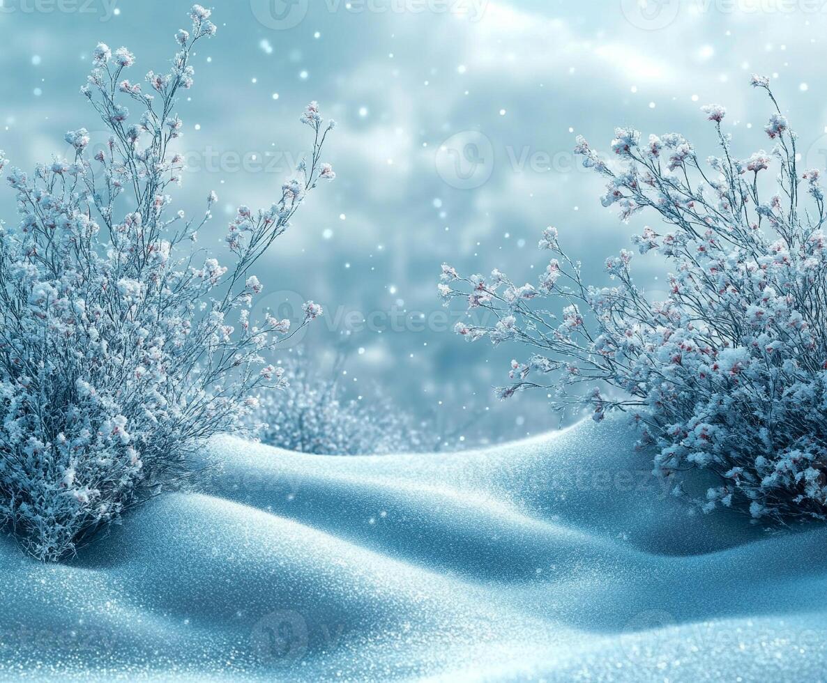 Winter-themed background with soft, snowy textures and a blank copy space for text photo