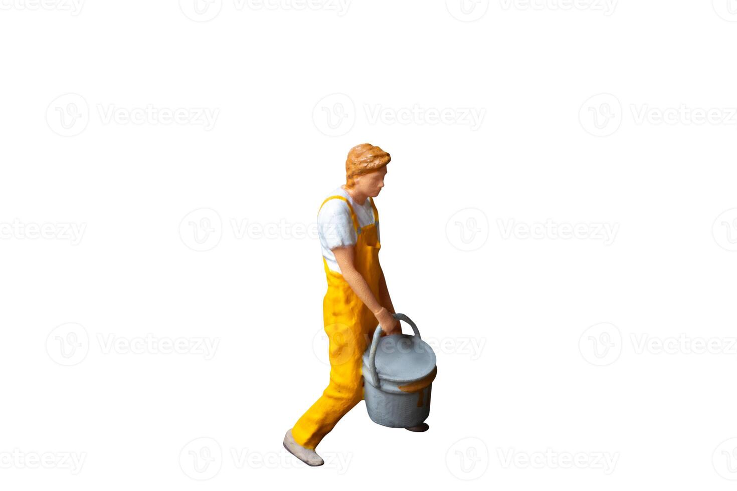 Miniature people painter isolate on white background with clipping path photo