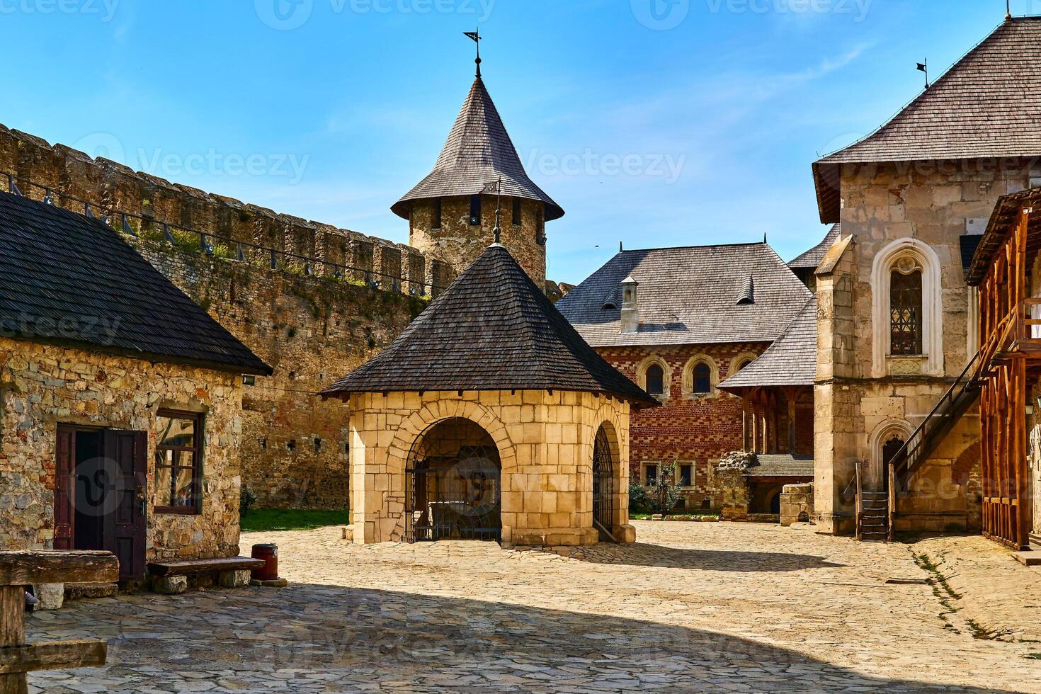 History.Inner courtyard of the old medieval town photo