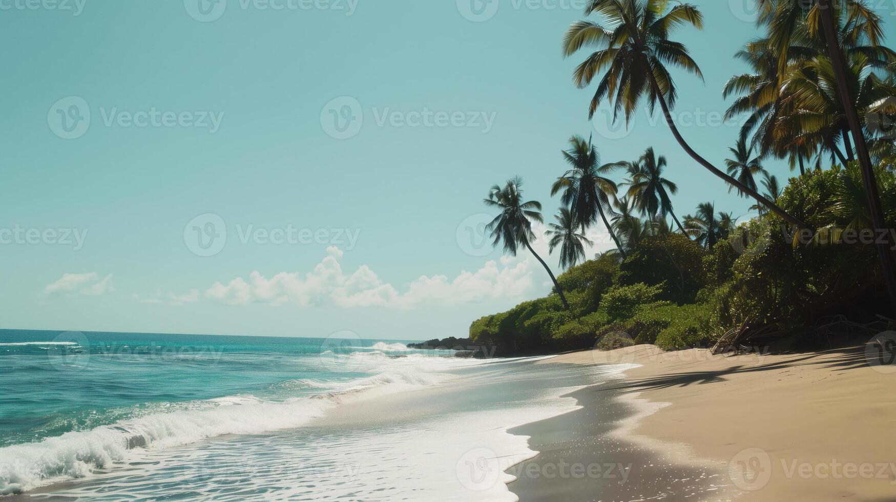 Beach of a tropical island. Paradise place on the planet. Coast of a sea or ocean. photo