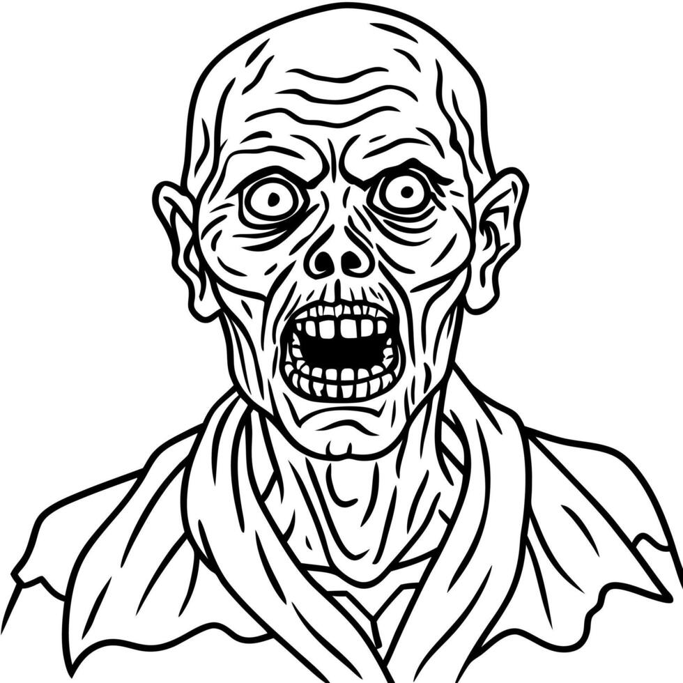 Zombie face coloring pages vector