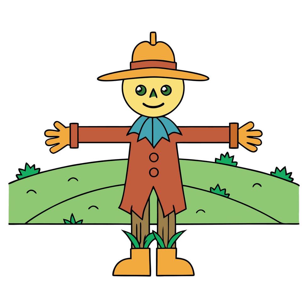 Whimsical Scarecrow Doll. Guard of the Fields vector