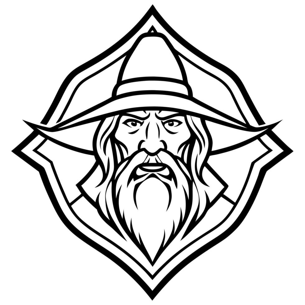 A wizard with a long beard and hat vector