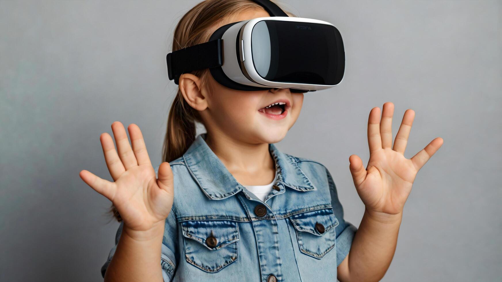 a small child is using vr, photo