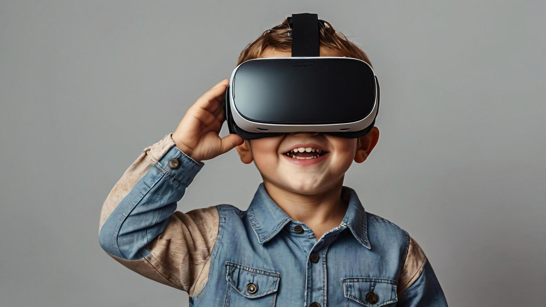 a small child is using vr, photo