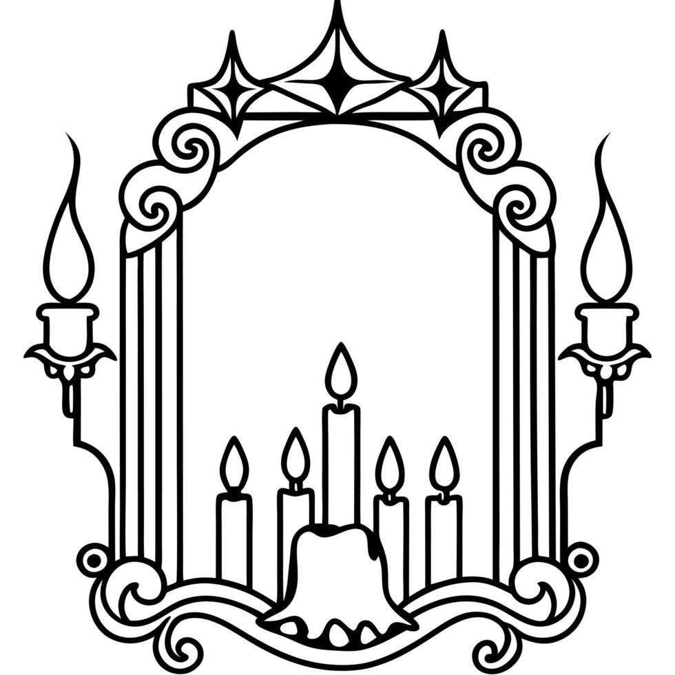 Dark gothic vertical frame with candles light vector