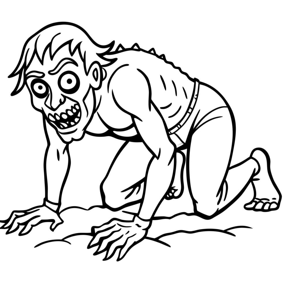 Zombie crawls out of the ground. Fear and horror vector