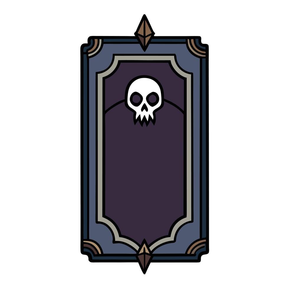 Dark gothic vertical frame mockup with book and skull vector