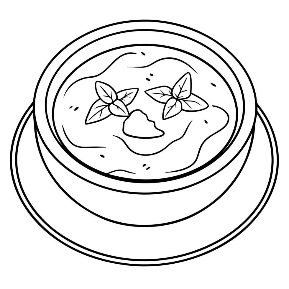 Creamy pumpkin soup on marble background with top view vector