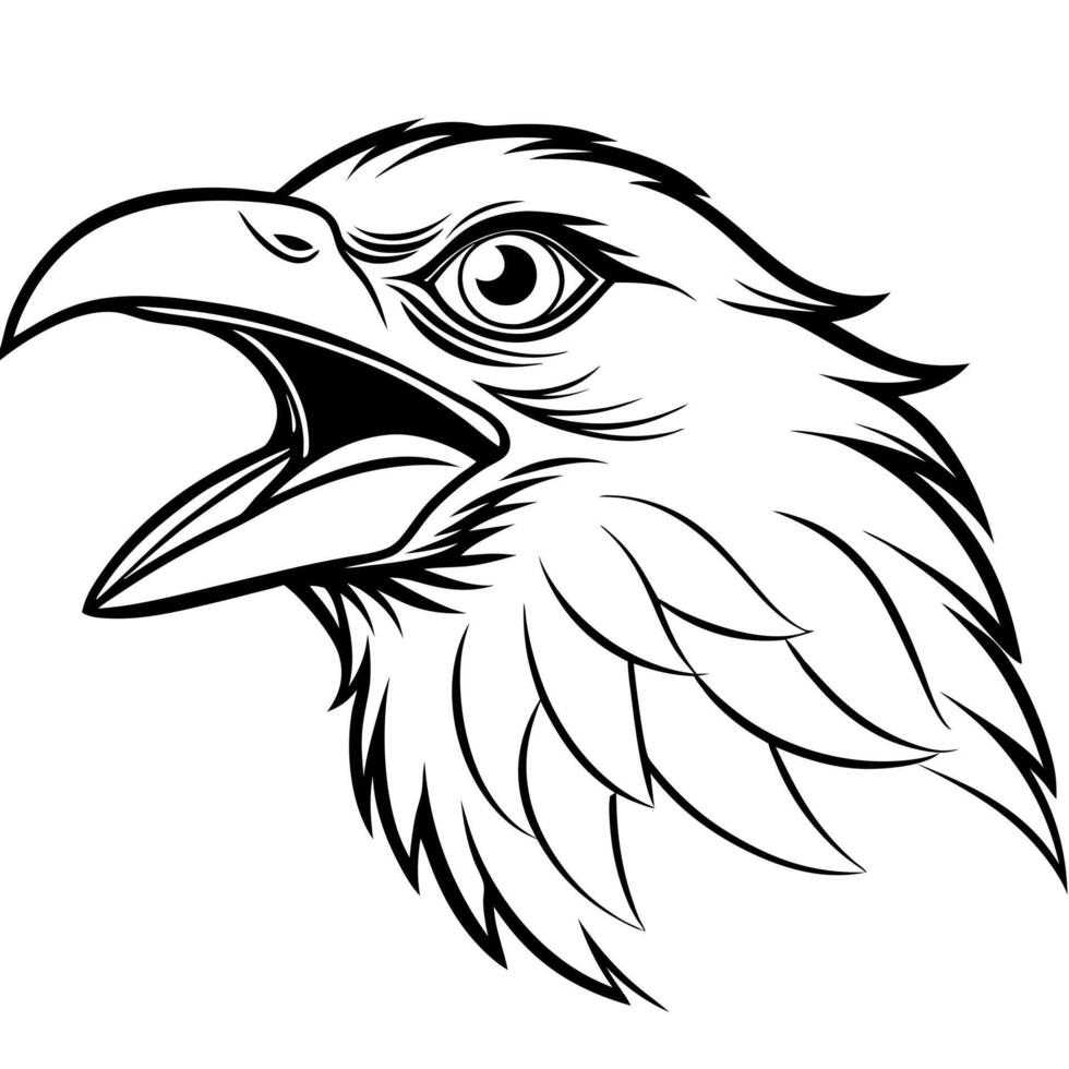 Closeup screaming black crow on a white background vector